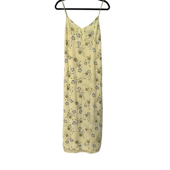 90’s American Eagle Yellow Ditzy Floral Spaghetti Strap Midi Maxi Dress Sz 6 Wom - Picture 1 of 9